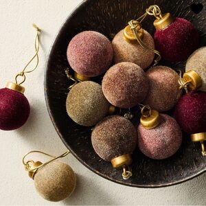 West Elm | Small Flocked Ball Ornaments (Set of 25) - Warm Tones